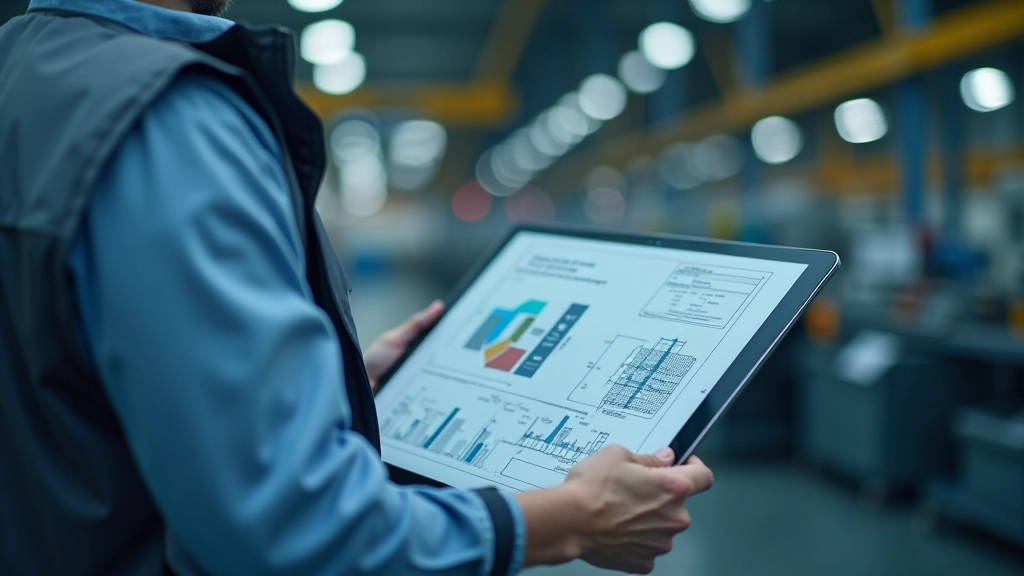 Diagramma di flusso del processo produttivo con metriche e punti di ottimizzazione evidenziati su tavolo di lavoro