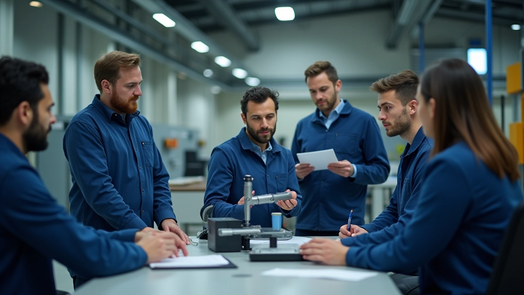 Sessione di formazione con operatori che imparano ad usare il sistema di controllo robotico con supporto di tecnico specializzato